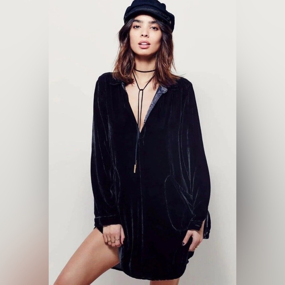 CP SHADES x Free People Velvet Tunic Mini Dress